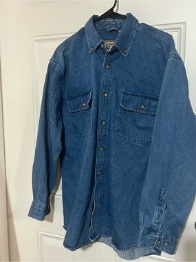 Men's Denim Button-Down Shirt Jacket - Blue